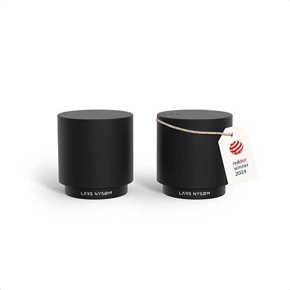 LARS NYSM Mini Salt and Pepper Shakers Set | Stainless Steel Salt and Pepper Shakers with Modern Minimalist Design, Easy Refill, Small Size (Carbon Black)