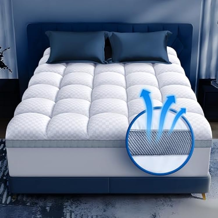 Premium Memory Foam Mattress Topper Twin for Ultra Comfort, 2 Plush Pillow Top Twin Mattress Topper with Breathable Air Mesh Sides, Soft Mattress Pad Cover with Deep Pocket Fits 6-21 Mattress