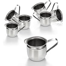 Fit Meal Prep [6 Pack] 3 oz Creamer Pitcher - Stainless Steel Bell Creamers, Mini Cup Container for Serving Milk, Coffee Cream, Salad Dressing, Maple Syrup, Espresso Machine for Restaurant, Cafes