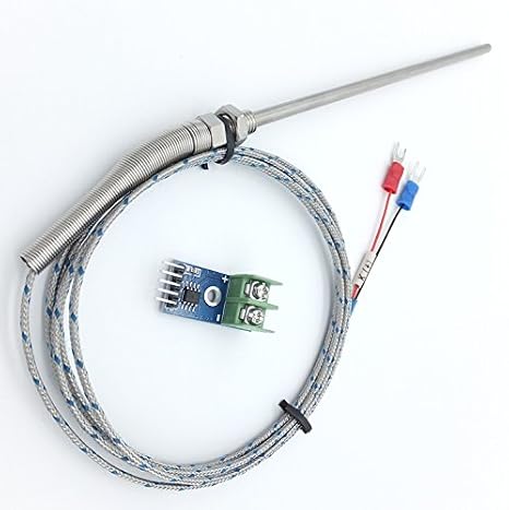 Thermocouple type K stainless steel probe + MAX6675 module (SPI interface output)