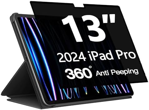 360 Privacy Screen Protector for iPad Pro 13 inch M5M4 8th7th Generation, iPad Pro 13 Inch 20252024 Privacy Filter Screen Protector Anti Blue Light Anti-Spy