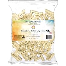 Dr. Clark Store Empty Gelatin Capsules Size 00 1 Cup (Approx. 120 Capsules), Perfect for DIY Supplements, Vegetarian-Friendly, Halal & Kosher Certified, BSE-Free