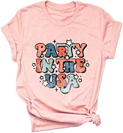 Yimoya Retro Party in The USA Shirt 4th of July Tees Womens Independence Day Patriotic Shirt