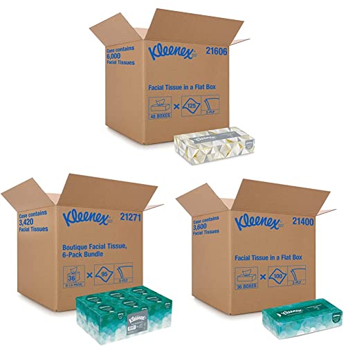 Kleenex Professional Facial Tissue, 6,000 TissuesCase & Kleenex Professional Facial Tissue Cube, Pack of 36 BoxesCase & Kleenex Professional Facial Tissue, 3,600 TissuesCase