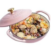 1.5-Quart Cast Iron Dutch Oven with Lid Enameled Non-Stick Round Dutch Oven Pan, Compatible with All Stoves (Oven Safe up to 500F) Ideal Kitchen Cookware (Pink)