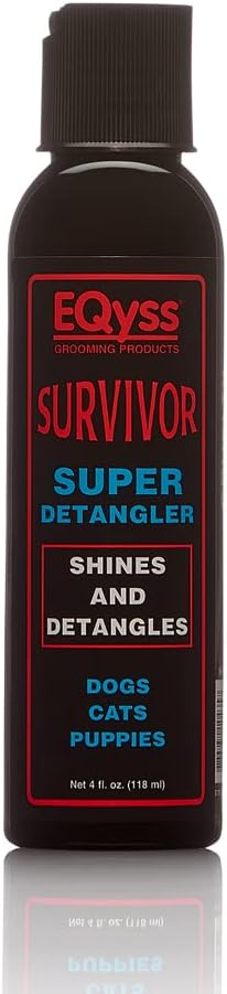 EQyss Survivor Pet Detangler - Smooths Out Knots, Tangles, Mats - Great for Longhair Breeds, Tails, Feathers - Adds Shine, No Sticky Residue (4 oz)..
