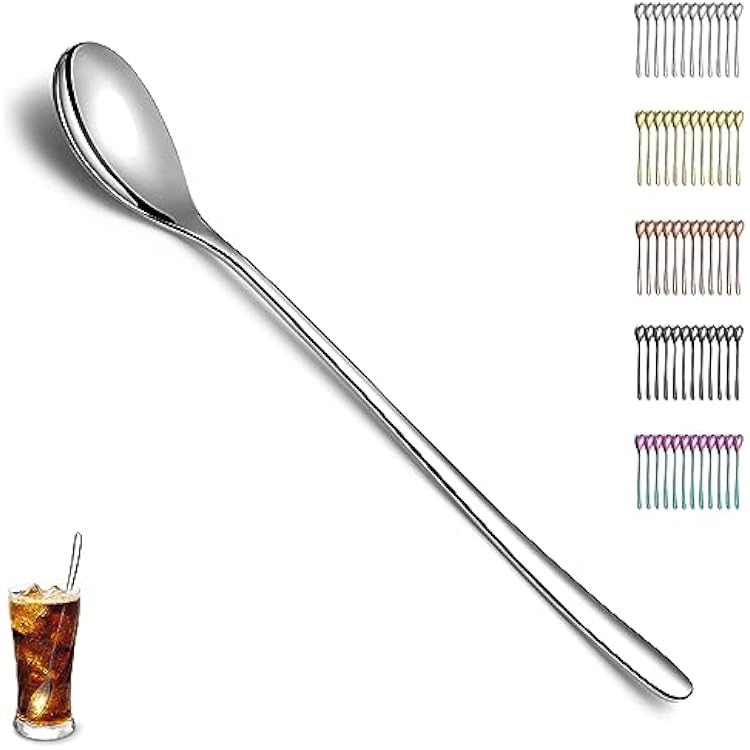 Evanda Long Handle Iced Tea Spoons Set of 12 Pieces, Stainless Steel Teaspoons, Stirring Bar Spoon, Coffee Spoon, Ice Cream Spoon, Cocktail Spoon, Dishwasher Safe