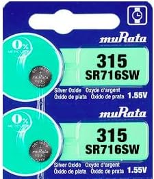 Murata 315 SR716SW Battery 1.55V Silver Oxide Watch Button Cell - Replaces Sony 315 (2 Batteries)