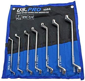 US PRO Tools 7pc Double Hex 35 Deg Offset Swan Neck Spanner Set 6-19mm 2984