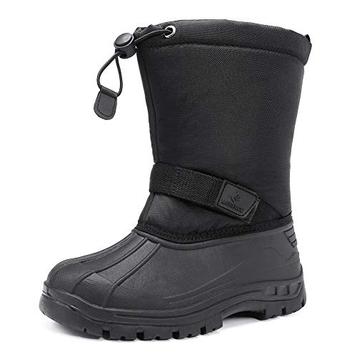 EQUICK Boys Girls Toddler Snow Boots Waterproof Lightweight Kids Winter Boots with Fur Outdoor ToddlerLittle Kid,U219WTXH001-black-28