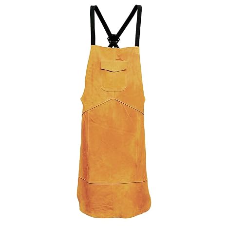Portwest SW10 Leather Welding Apron Loop Fastening Split Cowhide | Smoke/Indigo, One Size, Ergonomic Quick Release Buckle, Para Aramid Stitching, Chest Pocket, 2 Pockets, Adjustable Straps