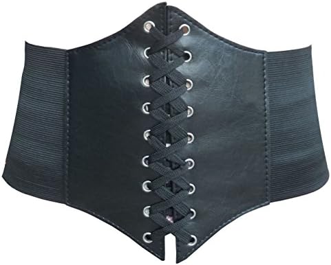Hoerev Corsets Belt Tops Leather Vest Pirate Halloween Costume Lace Up Waist Belt Bustiers Corsets For Women