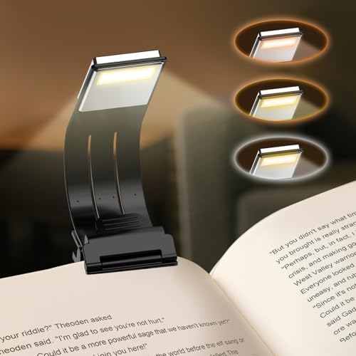 Bookmark Book Light, Clip on Book Lights for Reading at Night, Reading Lights for Books in Bed - Eyes, 8 LED with 3 Colors Temperatures & Stepless Dimming for Readers & Kids Black