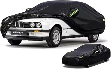 Kaugung Car Cover Custom fit BMW 3 Series E30 (1982-1994), 7 Layers Windproof All Weather Waterproof Outdoor Cover Sun Rain UV Dust Snow Protection. Black