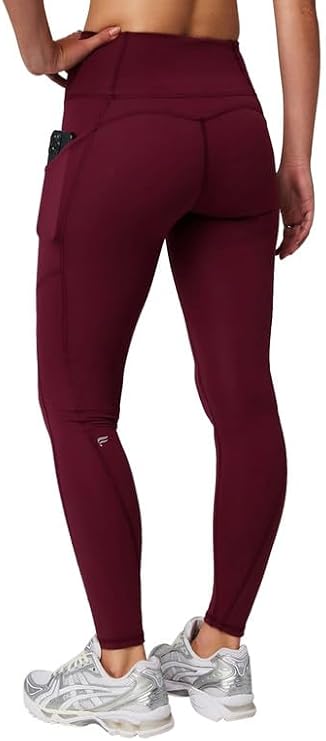 Fabletics Women's Oasis PureLuxe High-Waisted Legging, Light Compression, Buttery Soft, M/Regular | 27, Merlot