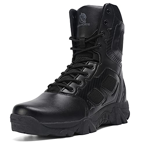 Mens Military Tactical Combat Boots Side Zipper Hiking Outdoor Work Boots