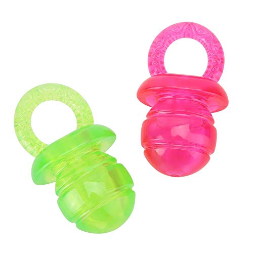HEEPDD 2Pcs Dog Pacifier Chew Toys, Pet Puppy Molar Chewing Training Toys Bite Rubber Clean Teeth Tools for Pet Puppy Dogs Cats Red Green