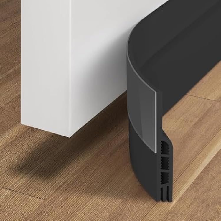 Holikme Door Draft Stopper Under Door Draft Blocker Insulator Doors Sweep Weather Stripping Noise Stopper Strong Adhesive, Black