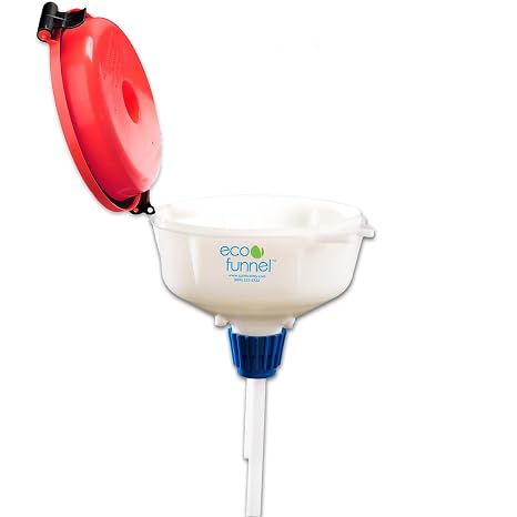8 inch ECO Funnel with 38-430 Cap Adapter, Red Lid