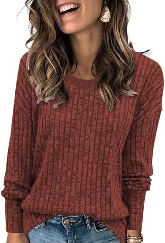 Heymiss Womens Sweaters Dressy Casual Crewneck Long Sleeve Shirts Loose Fall Fashion Sweatshirts