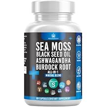 Silicon Sea Moss Black Seed Oil Ashwagandha Bladderwrack Burdock - 60 Count