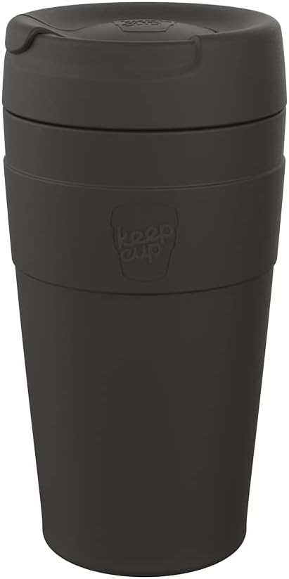 KeepCup Traveller, Reusable Travel Mug - Vacuum Insulated Stainless Steel Cup with Leakproof Sipper Lid - 16oz/454ml - Black