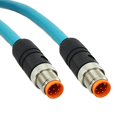 Hirschmann 900016027, Cordset, 8pos, M12 M Str-M12 M Str, 8wire 0.3m Cable, TPE Teal, 0985 856 1000.3M