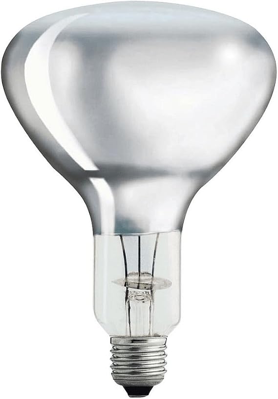 Philips Infrared Lamp 250 Watt BR125IR E27 230-250V Bulb Silver Front Clear