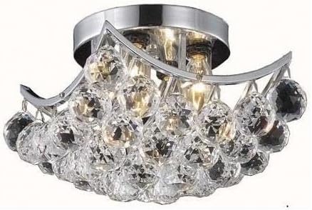 Elegant Lighting Corona Clear Royal Cut Crystal 4 Light Flush Mount in Chrome Finish - 10" L x 8" H