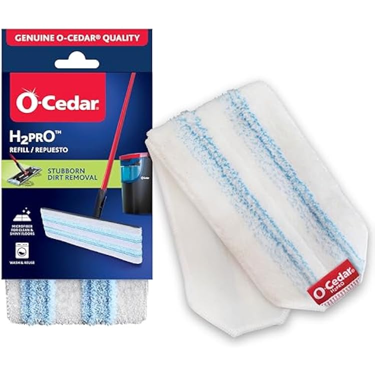 O-Cedar Genuine H2prO Mop Pad Replacement 1-Pack | Microfiber Refill | Machine Washable | Removes 99% of Bacteria with Water | Compatible with O-Cedar H2prO Spin Mop System