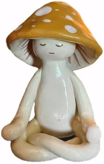 Meditation Mushroom Resin Statue, Cute Yoga Mushroom Figurine