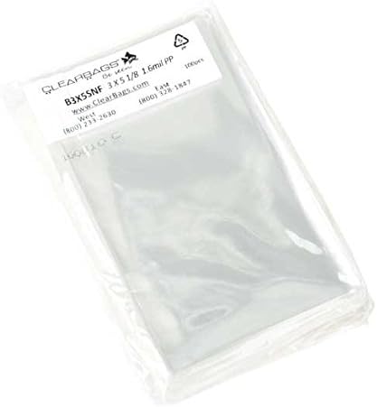 ClearBags Flat Open Top Bags, 3x5, 100 Pack, Clear Photo Storage Bag, Plastic Sleeves, Sheets for Candy, Card, Art, Crafts, Cake Pops, Crystal Clear, Archival Safe, B3X5SNFA