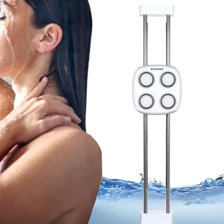 Wall-mounted Back Brush, IPX6 Smart Electric Body Leg Bath Brush with Three Sets of Brush Heads, 360 Automatic Rotation, Lifting Stand for Exfoliating Bath