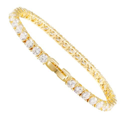 Kose Tennis Bracelet for Women | 4MM5MM Cubic Zirconia | 18K GoldWhite Gold Plated Classic Bracelet | Size 66.57 inches