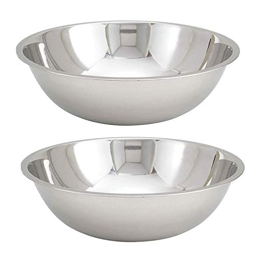 Tiger Chef Heavy Duty Mixing Bowl 16 Quart All-purpose Mixing Bowls for Home and Commercial Use - Best Prep Bowls for cake mixtures, doughs, salads, pastas, dressings Stainless Steel - 2 Pack