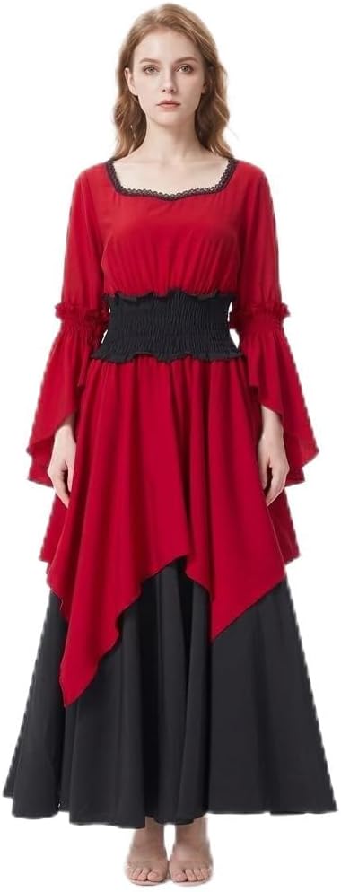 Renaissance Costume Women Ren Faire Medieval Dress Renaissance Fairy Outfit for Halloween Cosplay