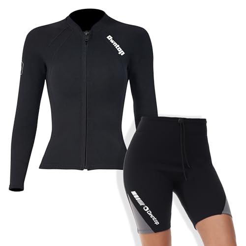 Owntop Womens Wetsuit Top & Wetsuit Pants, 2MM Neoprene Keep Warm for Swimming Diving Surfing Top L, Shorts L