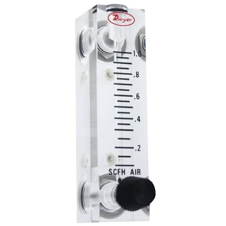 Dwyer Visi-Float Flowmeter, VFA-44-SSV, Acrylic Block, 5% FS Acc, 8-40 GPH Water, SS Valve