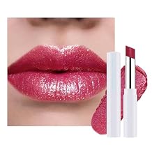 Red Shimmer Metallic Moisturizing Glow Plumping Lipstick Makeup, Lipstick with Metallic 3D Shine Lightweight Hydrating Formula, Glitter Lip Gloss Stain Long Lasting Waterproof Smudge Proof (13#Red)
