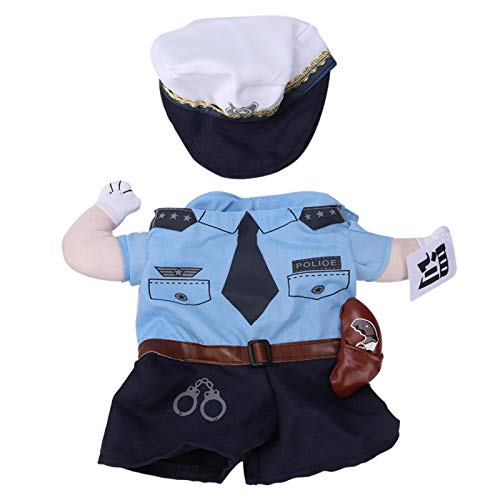 Shipenophy Polyester Cute Pet Halloween Clothes Penalty Police Upright Costume Dress Up Halloween Police Dog Pet Costume Funny Dog Cat Uniform Pet Clothes Costume Dress Cosplay