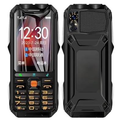 Rugged Senior Cellphone, 4G Large Mobile Phone for Elderly, 4in , 18000mAh Battery, Sound Quick Dial Phone for Android 7.0, Dual LED Lights Black