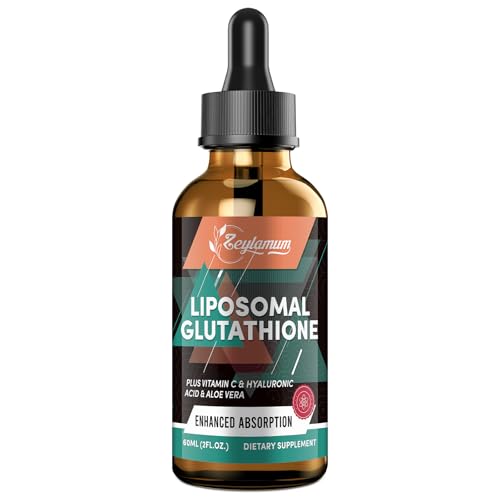 2000MG Liposomal Glutathione Liquid Drops, Ultra High Absorption, Natural Detoxification, Immune System & Skin Support, L-Glutathione, Vitamin C & Hyaluronic Acid, Capsules Alternative, 2.02 OZ