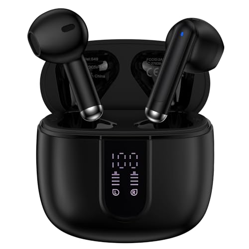Samsung Earbuds, Wireless Bluetooth Headphones for Samsung Galaxy A17 A16 A15 5G S26 Ultra S25 FE, Double Noise Reduction IPX7 Waterproof Earphones Cancelling Earbuds with Mic LED for iPhone Android