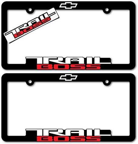 TRAIL BOSS (2) License Plate Frames 3D Raised Letter Frame Brackets (1-Pair)
