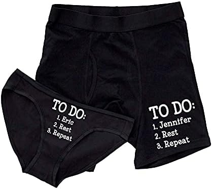 Men and Women Custom Funny Underwear Matching Set Funny Couple Underwear Personalized His Hers Gift Black