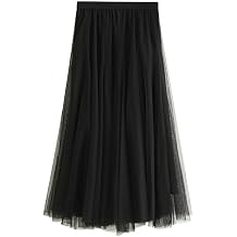 Womens A Line Solid Tulle Skirt for Women