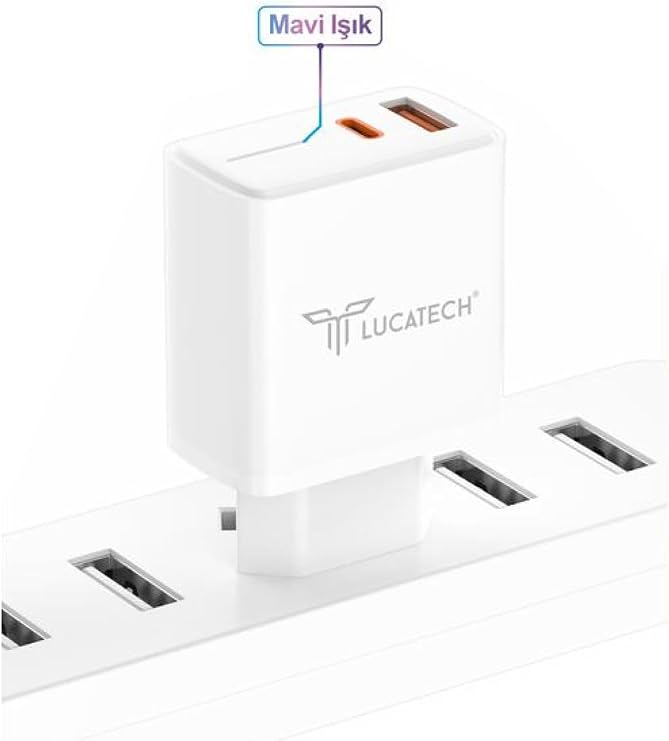 iPhone 14 Pro / 14 Pro Max / 15 Pro / 15 Pro Max ile Uyumlu 45W Hızlı Şarj Adaptörü, Beyaz