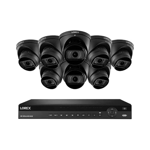 Lorex Technology NC4K3MV-168BD 4K Surveillance System w N882A63B 3TB 4K 16 Channel NVR and 8 4K 8MP LNE9282B 4X Zoom Audio Dome Cameras Featuring Real-Time 30FPS Recording and Smart Motion Detection
