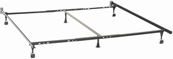 Coaster Home Furnishings - Kerns - Metal Bed Frame with Rolling Wheels, and 2-Inch Center Support - Contemporary - Bedroom - Queen or Eastern King or Cal King Size - Black - 9601QK