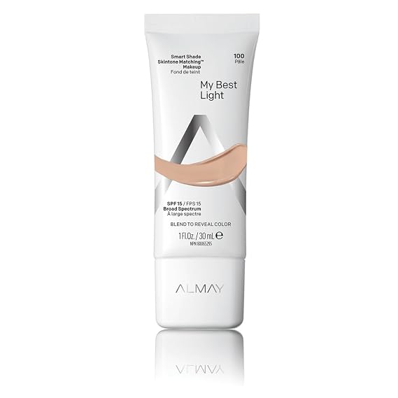 Almay Smart Shade Skintone Matching Makeup, 100 My Best Light, 1 fl oz | Skintone-matching foundation with SPF 15. Fragrance free. Dermatologist tested. Hypoallergenic.